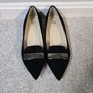 Bruno Magli Black Suede Loafers with Metallic Accent | Women’s 6.5 (EU 37)